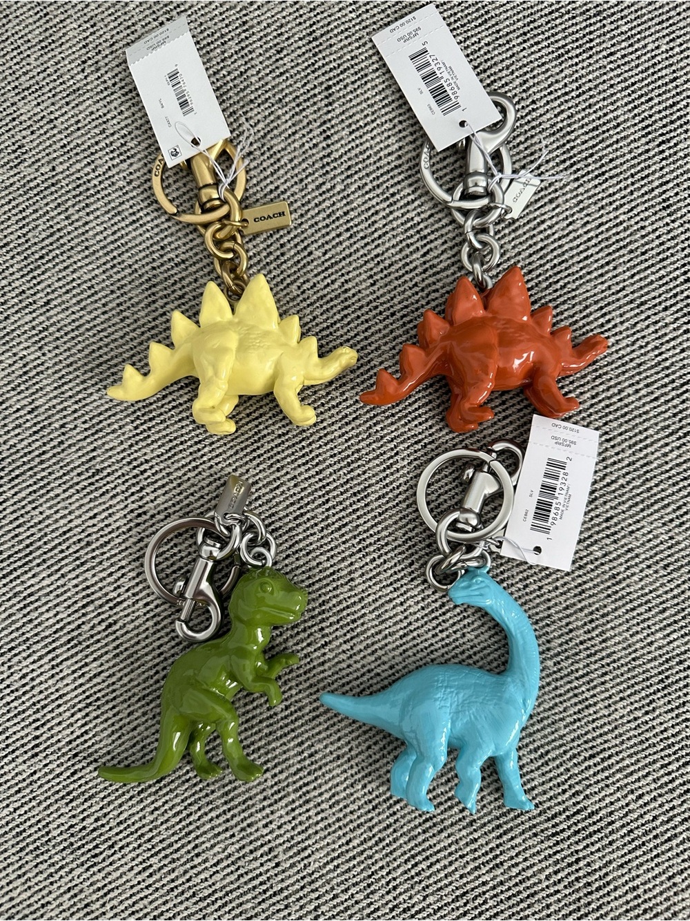 NWT Set of 4 Coach Rexy & Friends 3D Dinosaur Bag Charms Keychains Bundle